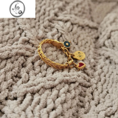 JiMi古法烧蓝链条流苏柯梦兰同款戒指女宫廷风叠戴气质百搭珐琅指环