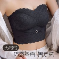 纯欲无肩带内衣女大胸显小胸无钢圈收副乳聚拢胸抹文胸罩夏季薄款