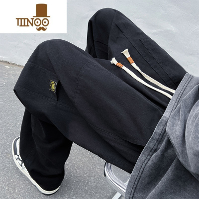 YANXU直筒工装裤男日系潮牌休闲痞帅美式高街多口袋青少年宽松裤子