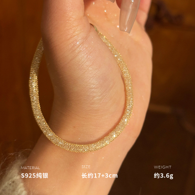 925纯银意大利精工宝石链手链女手环手饰创意气质潮约4g BCS4106送女朋友老婆情人节七夕生日礼物