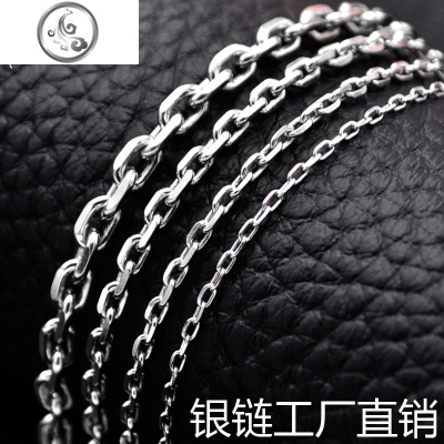 银项链女十字链纯银长挂链太角链粗长款毛衣链银链子男嘻哈无吊坠 JiMi