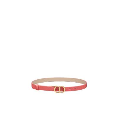 迪奥(Dior)珊瑚粉小牛皮双面皮带女款30MontaigneCD扣金色金属装饰两用环