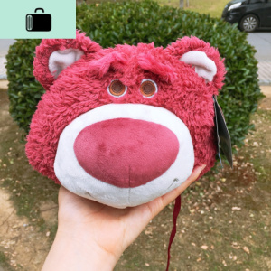 小熊斜挎包带香味零钱包毛绒公仔斜背包袋手机包透明窗口单肩包NEW LAKE 草莓熊包男士单肩包 草莓熊包