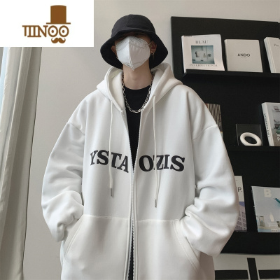 YANXU美式连帽开衫卫衣男青少年男装外套ins潮流宽松休闲运动上衣