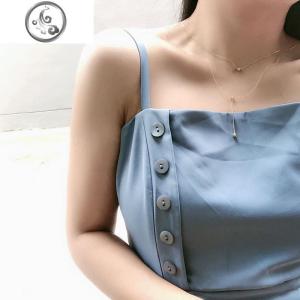 ins 金色双层豆豆可调节项链女潮韩版简约个红锁骨链短款颈链 JiMi 金色双层豆豆项链