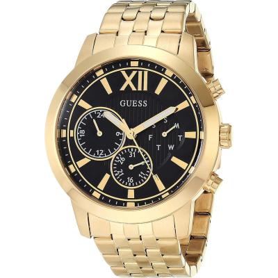 男士金钢带黑面多功能石英手表防水米