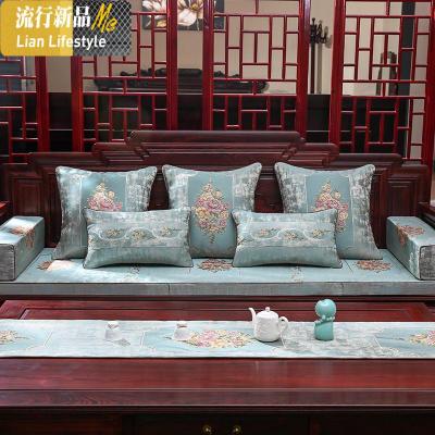 中式红木沙发坐垫中国风实木家具坐垫套罩防滑椅子垫罗汉床垫定做 三维工匠 映满帘-蓝色 定制单坐垫50*50cm一件