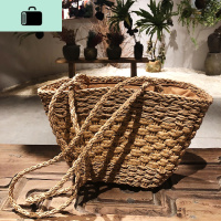 手工编包单肩编织包女文艺手提包包小包包泰国度假复古沙滩包NEW LAKE 卡其色女士单肩包