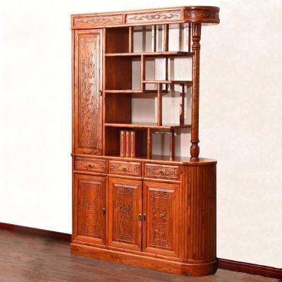 新中式实木厅玄关柜双面花仿古家具榆木鞋柜屏风隔断储物