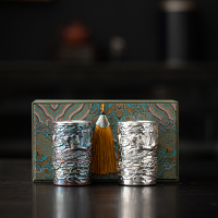 苏氏陶瓷(SUSHI CERAMICS)鎏银天柱仿古龙凤杯非遗大师郑文强作品功夫茶具礼盒