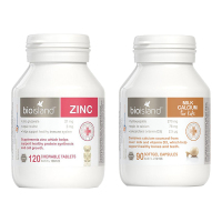 2件装 | 佰澳朗德(Bio Island)婴幼儿童补锌片120粒*1瓶+婴幼儿童乳钙胶囊90粒*1瓶