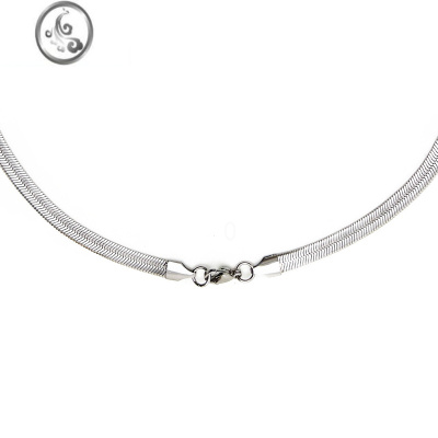 JiMi简约气质银色银银蛇骨链男小众锁骨项链女百搭蛇链嘻哈美式素链潮