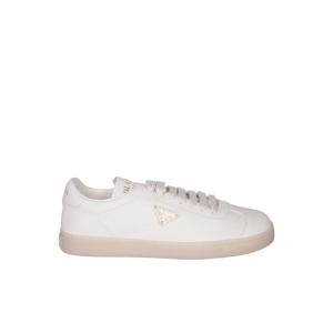 普拉达(PRADA)小众奢华真皮拼接Logo跑步鞋 ivory白休闲运动鞋女