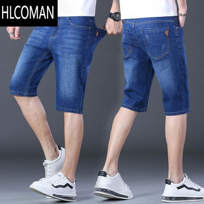HLCOMAN夏季牛仔短裤男五分裤宽松直筒中裤夏新款男士弹力修身5分裤