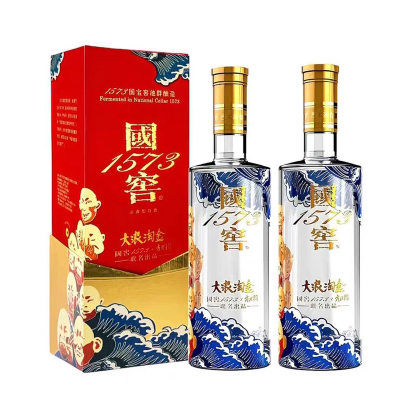 泸州老窖 国窖1573 艺术新春酒 大浪淘金 52度500ml*2 浓香型白酒