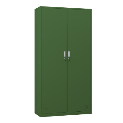 豪利特铁皮更衣柜宿舍储物柜钢制内务柜制式绿皮衣帽柜绿色2门更衣