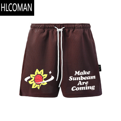 HLCOMANSHISI美式街头[向日葵]字母主题篮球短裤运动宽松潮跑步男