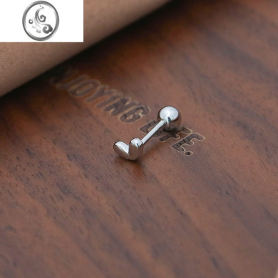 JiMi999银银螺丝拧扣爱心耳钉女 养耳洞睡觉免摘设计感心形耳骨钉耳环