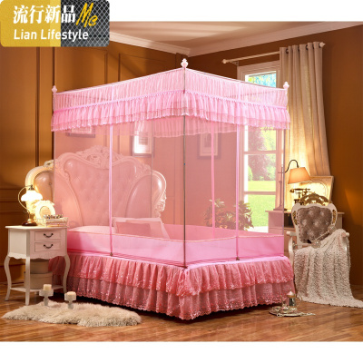 蚊帐三开拉链方顶1.5米1.8床蒙古包宝宝防摔加密加厚帐纱 三维工匠