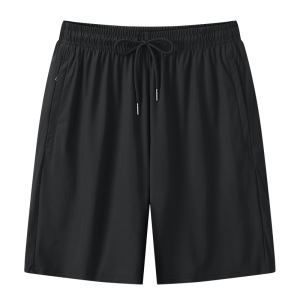 渔人船长大码运动裤男士夏季薄款冰丝速干裤跑步休闲裤宽松男裤五分裤 黑色 XL