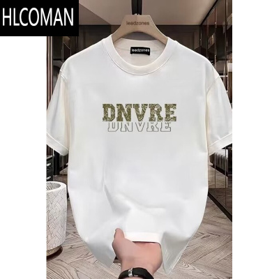 HLCOMAN夏季新款短袖t恤男潮牌痞帅宽松印花上衣百搭圆领半袖打底衫