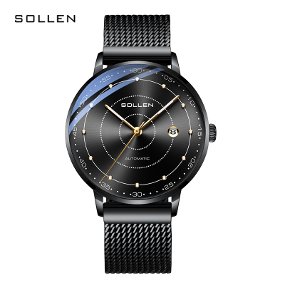 梭伦(SOLLEN)手表男士商务自动机械表时尚简约休闲精选学生夜光防水日历运动腕表男表SL-312
