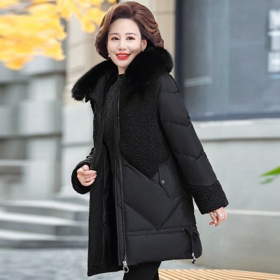 迪鲁奥(DILUAO)40岁50岁妈妈穿的棉服妈妈秋冬装开衩洋气中老年女装加厚大码外套