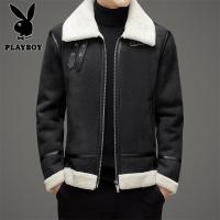 花花公子新款高品质8802皮毛一体皮衣磨毛皮羊羔毛加厚保暖冬季外套男棉衣男