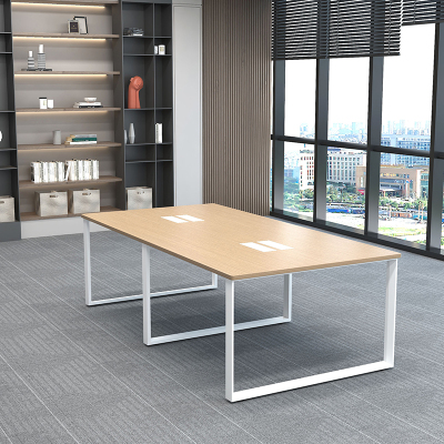 臻远ZY-D557-05简约会议桌洽谈桌接待室会议室长条桌五角管台架2400*1200