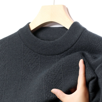 细软绵羊毛加厚男式休闲秋冬羊毛衫圆领羊毛保暖针织打底衫厚