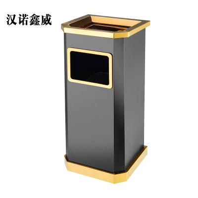 汉诺鑫威不锈钢垃圾桶烟蒂柱灭烟桶带烟灰缸室外电梯口立式 钛金靠墙氏侧开口