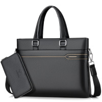 MKJ百搭男士手提包文件包斜挎包商务公文包横款电脑包韩款大容量男包14寸