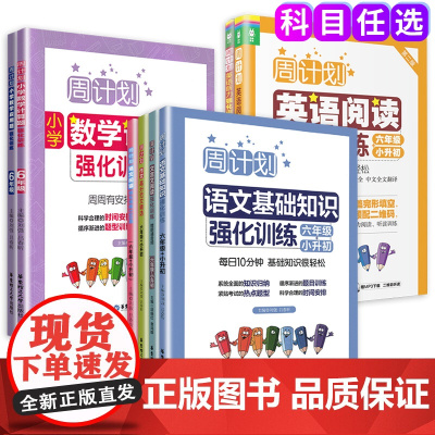 正版周计划6六年级小学语文基础知识数学应用题计算题高分范文精选初中基础知识大全英语阅读强化训练阶梯训练听力同步训练全套装