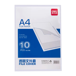 得力5706单页透明防水文件套A4单页夹试卷票据保护套 L型夹 10个/包
