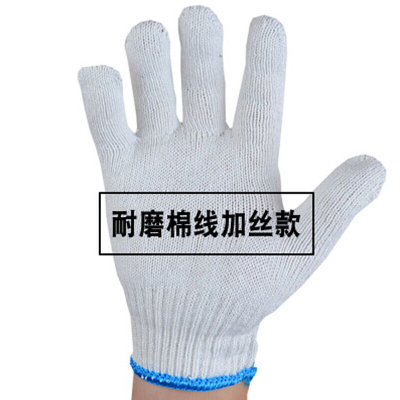 棉纱手套劳保加厚耐磨工作尼龙工人干活防护防滑汽修一次性线手套 耐磨棉线加丝款60双