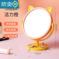 敬平韩姬 双面旋转梳妆镜台式小 简约折叠化妆便携公主镜化妆镜 圆形粉色[单面]便携式用镜