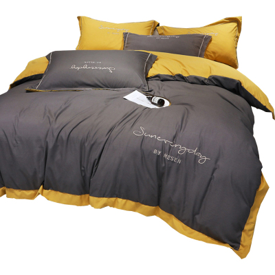 美帮汇床单四件套男生潮流被套简约灰色 款风床笠款北欧风格被罩