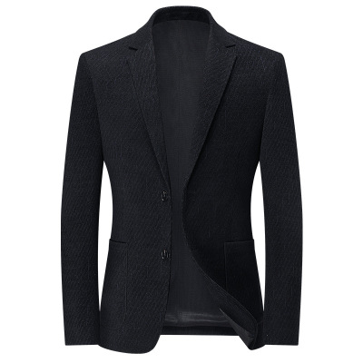 秋冬新款磨毛绒感厚款男式西服韩版修身弹力免烫休闲西装