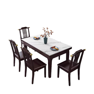 白寅 BY-YZSY-02 实木岩板餐桌 一桌四椅 紫檀色(单位:套)