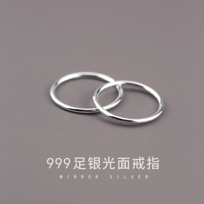 999纯银光面戒指女指环尾戒时尚高级感闺蜜礼物2025新款潮送女朋友老婆情人节七夕生日礼物