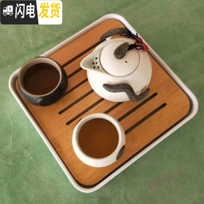 三维工匠小茶具套装家用简约现代阳台庭院功夫茶具日式酒店客房干泡小茶台 雪花企鹅壶(黑白)杯+茶盘白