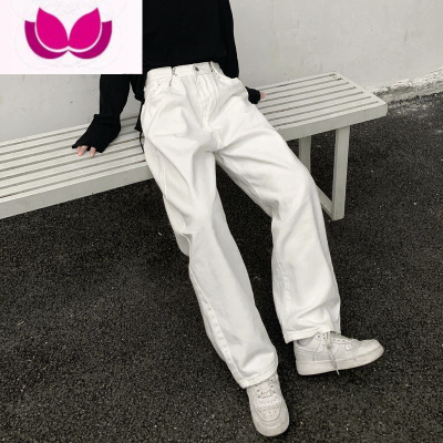 七斓妈个鸡妈 ins嘻哈夏季薄款复古休闲潮水洗牛仔裤宽松直筒长裤男女