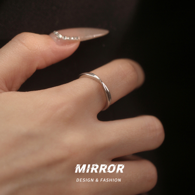 925纯银线条交织戒指女指环小众设计细款尾戒关节戒时尚送女朋友老婆情人节七夕生日礼物