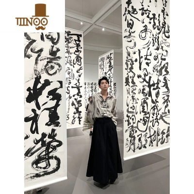 YANXU新中式男装国风盘扣立领衬衫感长袖冰丝衬衣改良唐装防晒外套