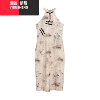 YIBUSHENG新中式改良旗袍镂空挂脖连衣裙女季国风气质中长款收腰包臀裙子