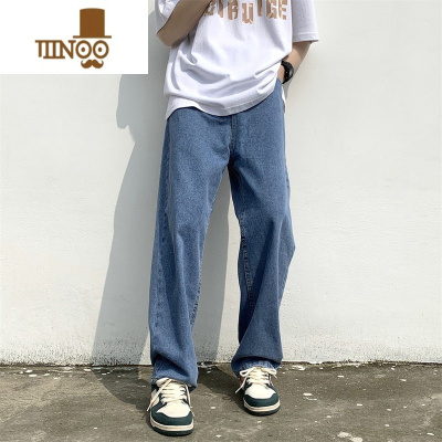 YANXU美式高街水洗牛仔裤男秋季潮牌百搭直筒休闲长裤港风宽松拖地裤子