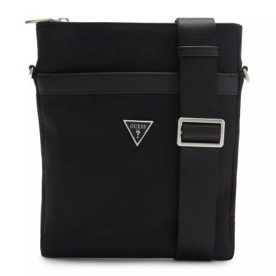 盖尔斯(GUESS)男士单肩包黑皮休闲商务通勤大容量