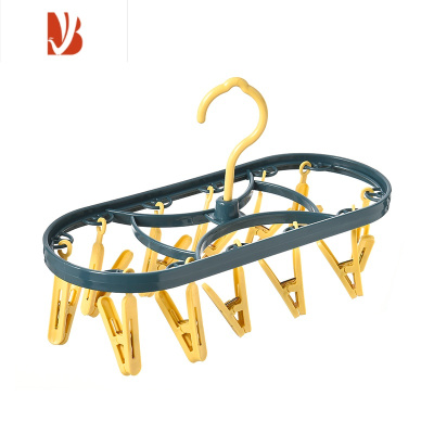 三维工匠塑料晾衣架多夹子多袜子夹挂钩家用婴儿晾内衣夹子晾晒器