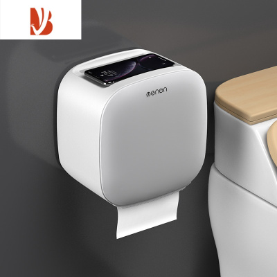 三维工匠厕所卫生纸置物架卫生间纸巾盒厕纸盒免打孔防水卷纸筒创意抽纸盒 时尚灰