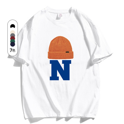 夏季新款短袖T恤男韩版圆领印花百搭休闲打底衫潮流情侣T恤青少年_208